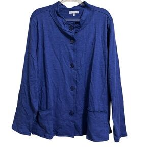 New Habitat Sz XXL blue button front top